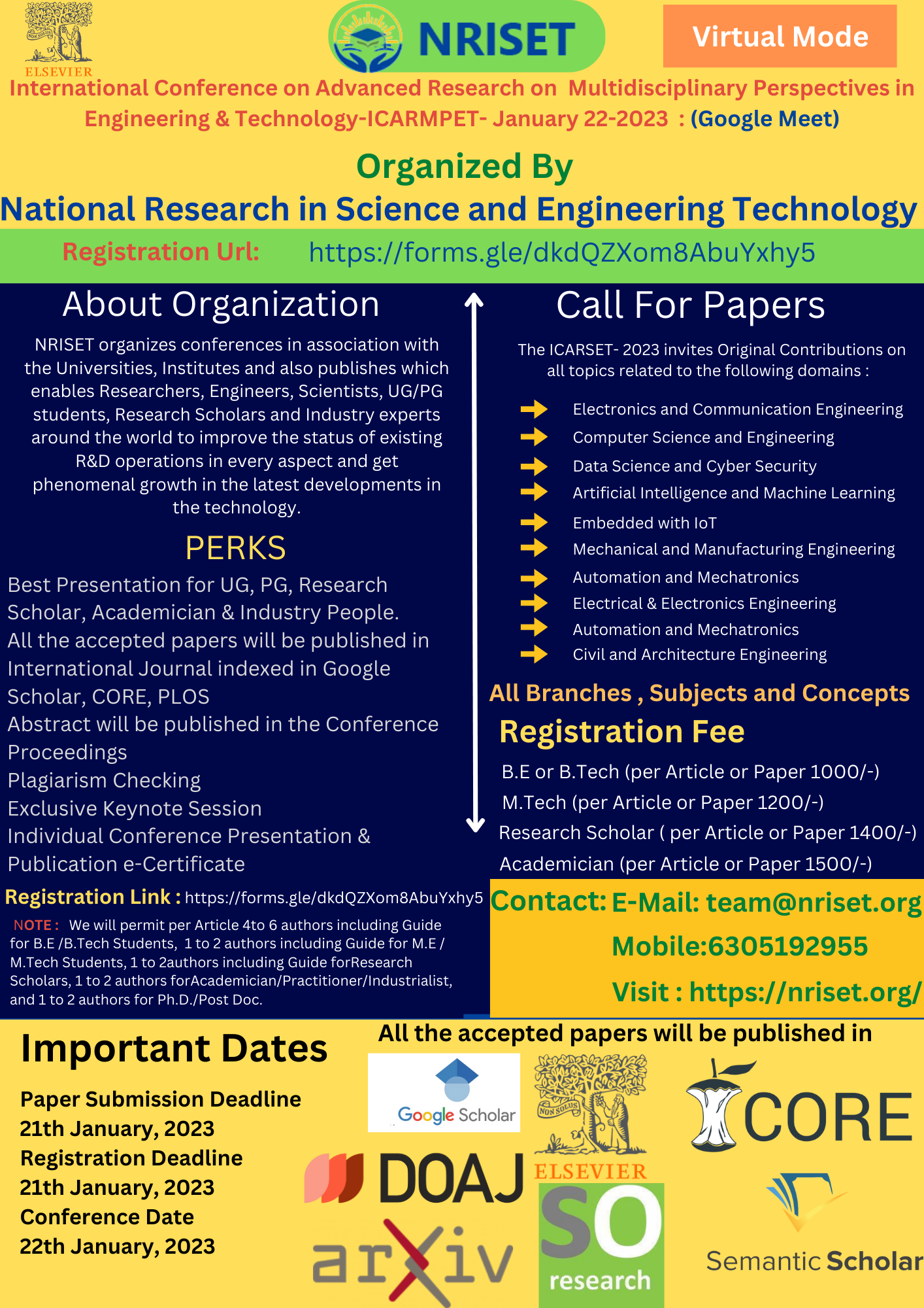 International Conference on Advanced Research on Multidisciplinary Perspectives in Engineering and Technology ICARMPET 2023